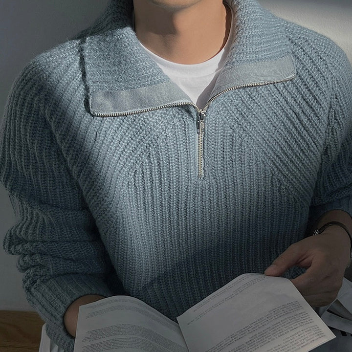 Varel | Pullover Azure a quarto di zip