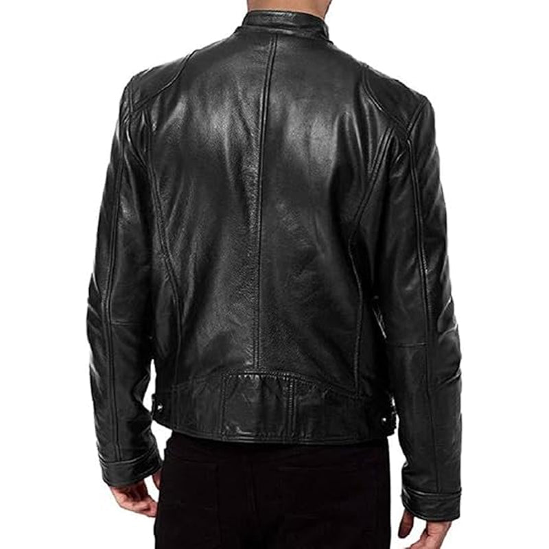 Varel | Giacca in pelle con colletto alto e zip