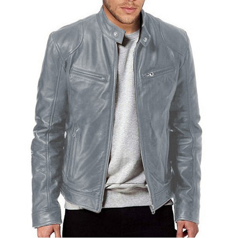 Varel | Giacca in pelle con colletto alto e zip