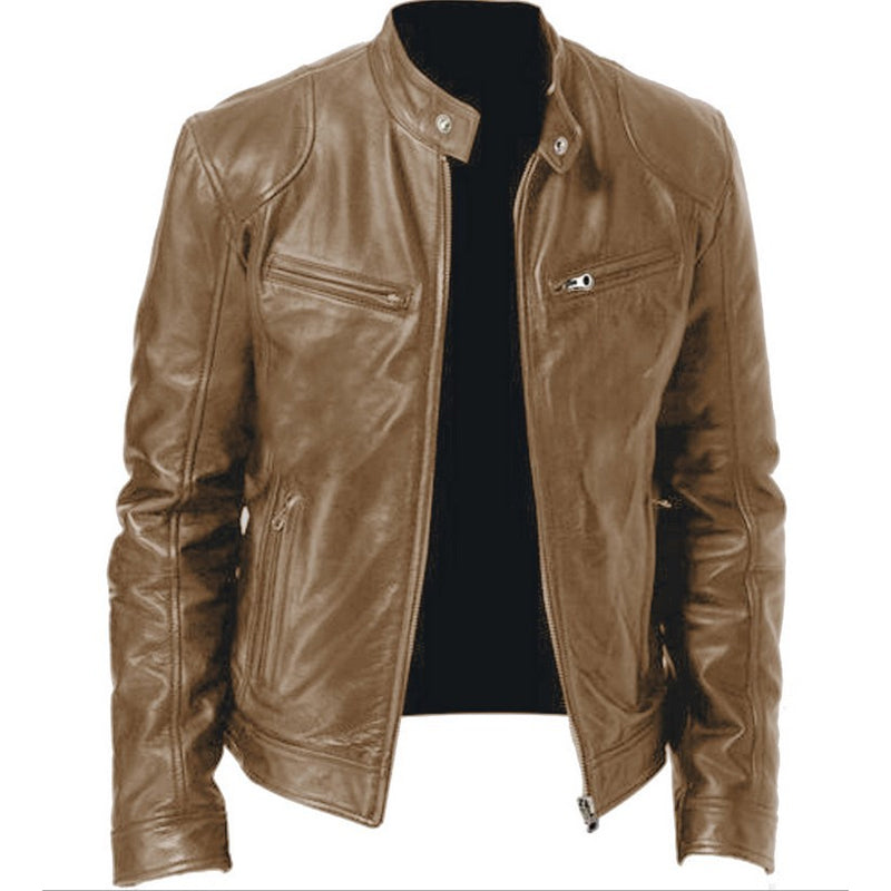 Varel | Giacca in pelle con colletto alto e zip