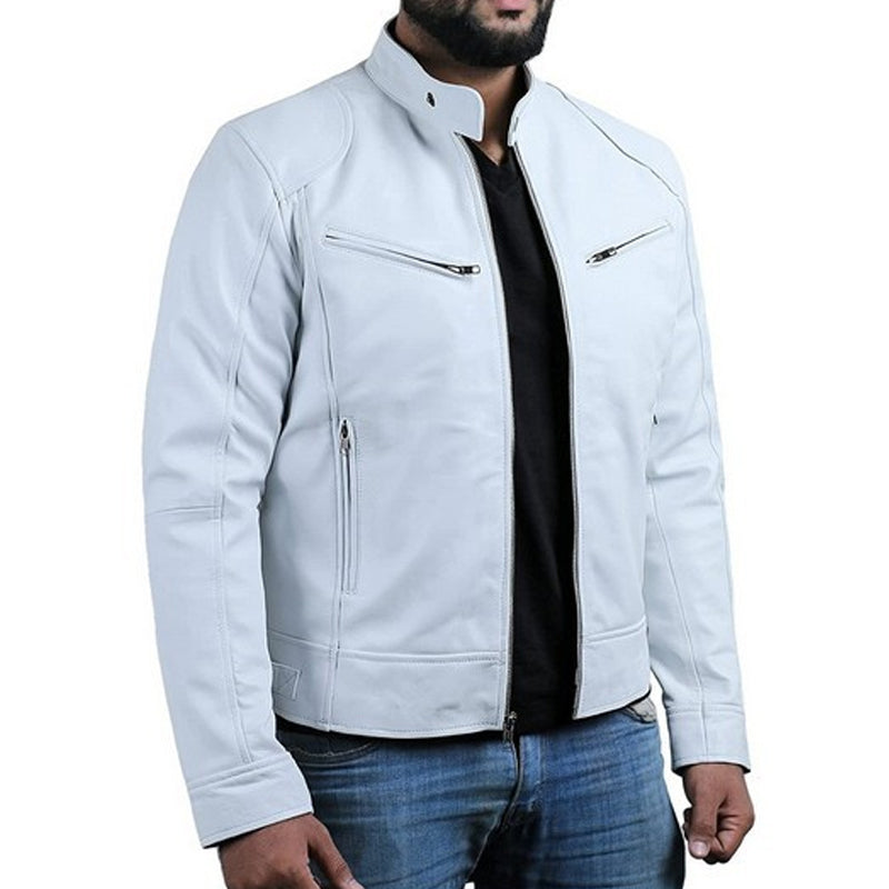 Varel | Giacca in pelle con colletto alto e zip