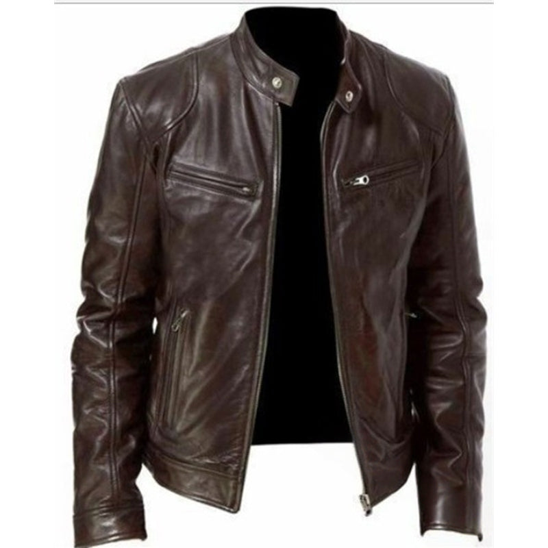 Varel | Giacca in pelle con colletto alto e zip
