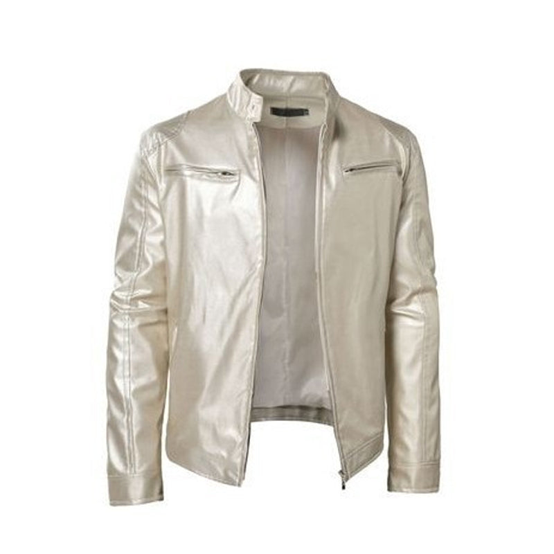 Varel | Giacca in pelle con colletto alto e zip