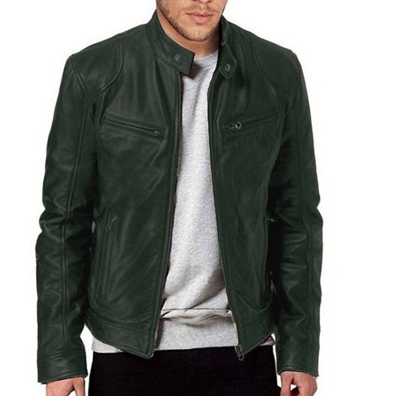 Varel | Giacca in pelle con colletto alto e zip