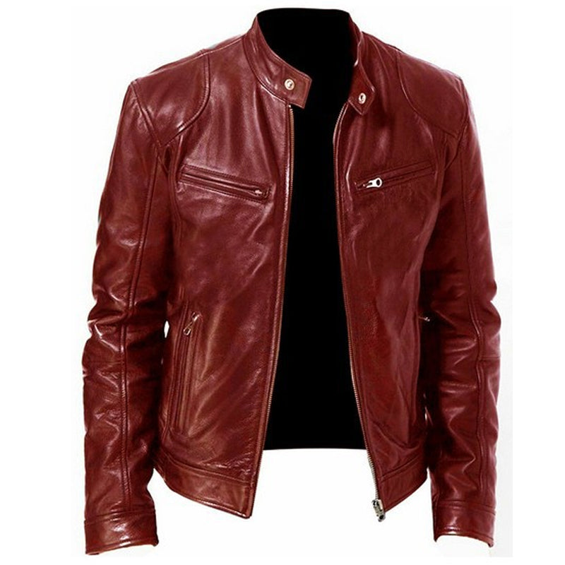 Varel | Giacca in pelle con colletto alto e zip