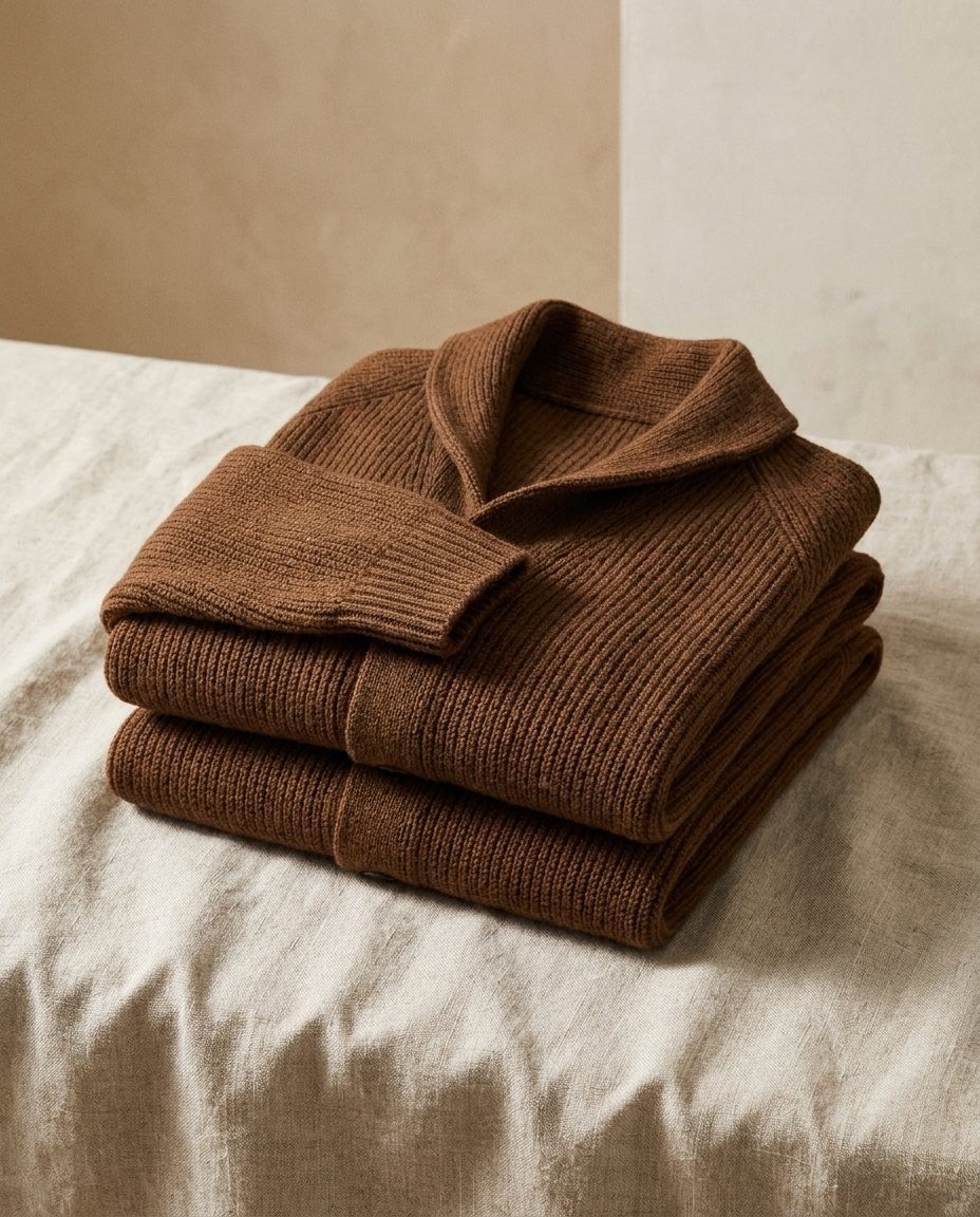 Varel | Cardigan in maglia con collo a scialle e chiusura con bottoni