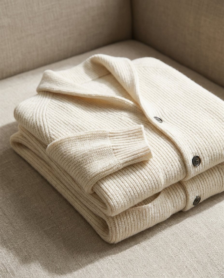 Varel | Cardigan in maglia con collo a scialle e chiusura con bottoni